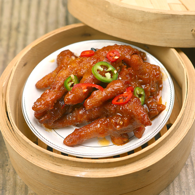 豉汁紫金酱凤爪虎皮凤爪半成品广式早茶点心凤爪冷冻蒸凤爪商用装