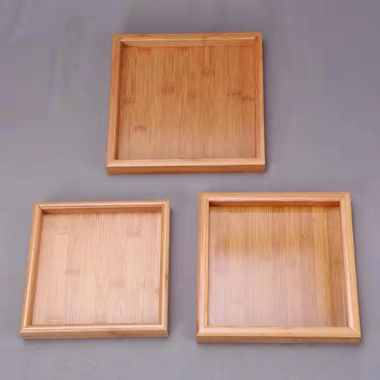 竹托盘茶具茶盘正方形家用饭店上菜日式精致自组餐桌垫拖水杯盘竹