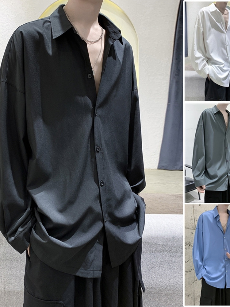黑衬衫男禁欲系春季衬衣痞帅港风日系外套春秋设计感小众长袖男装