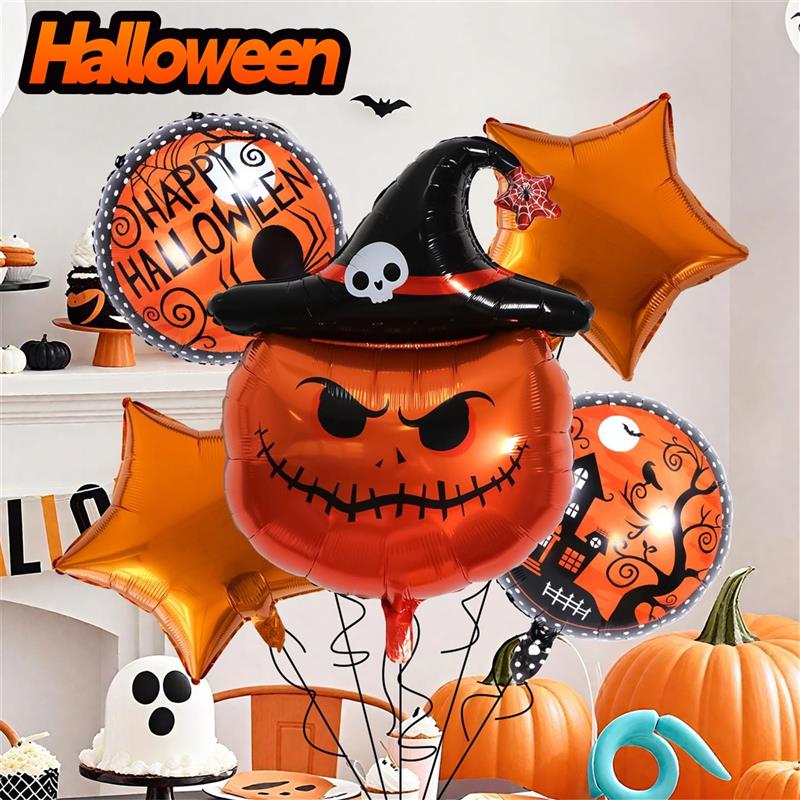 万圣节装饰气球布置场景Halloween派对南瓜造型桌飘鬼节恐怖氛围