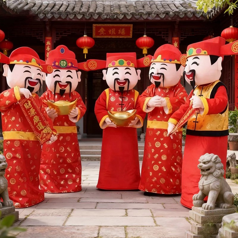 财神爷人偶服装新年表演服吉祥物开门红开业庆典店铺商场活动喜庆