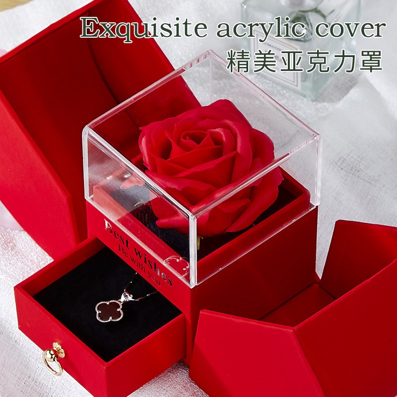 亚马逊苹果玫瑰花首饰盒项链戒指饰品送朋友圣诞情人节生日礼物盒