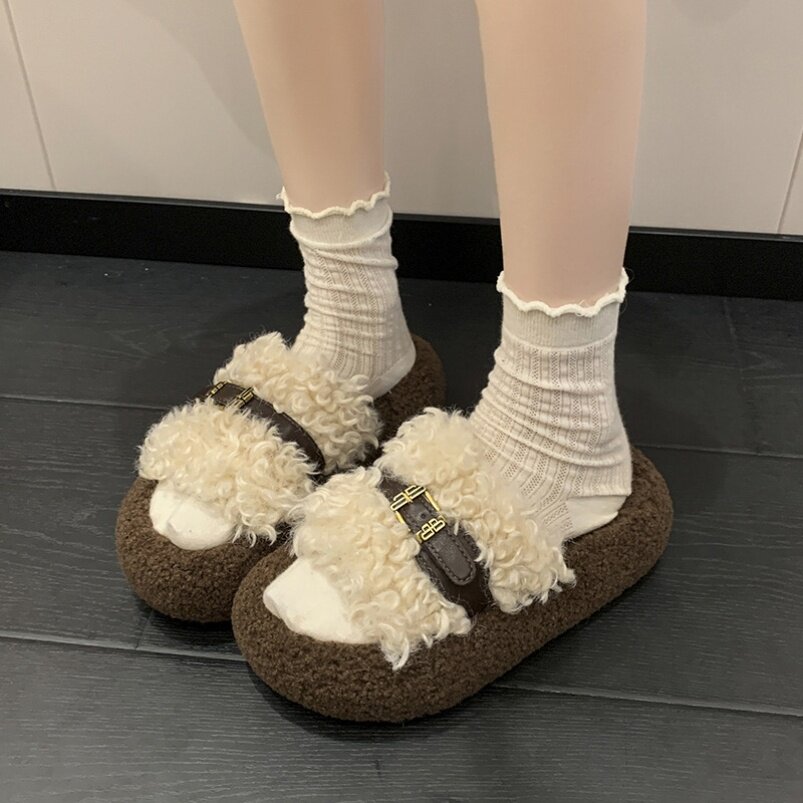 女款拖鞋冬可外穿厚底202图片