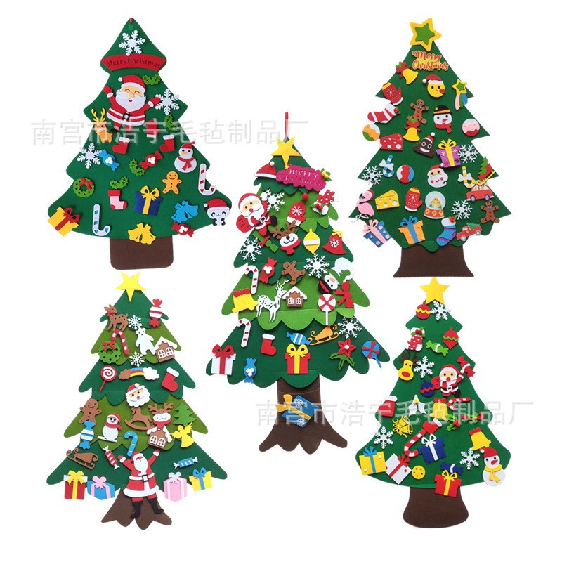 新款毛毡圣诞树diy拼接圣诞树新款儿童手工益智圣诞树节装饰
