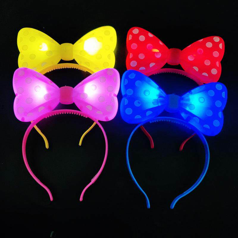 演唱会发光发箍蝴蝶结头箍夜光发箍儿童闪光头箍荧光头饰气氛道具