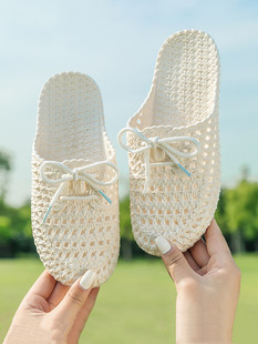 雨天塑料凉鞋可外穿可湿水沙滩海边拖鞋女款可下水凉拖鞋2024新款