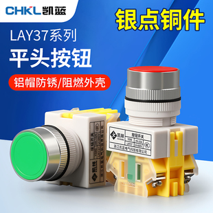 自锁自复位电源按钮开关PBC 11BN平头按钮22MM常开常闭Y090 LAY37
