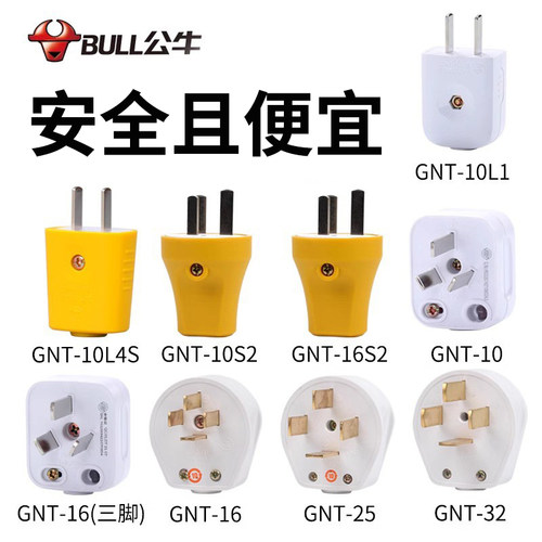 二脚三脚10A/16A插头公牛