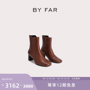 粗跟短靴女靴 Slava牛皮革拉链时尚 FAR