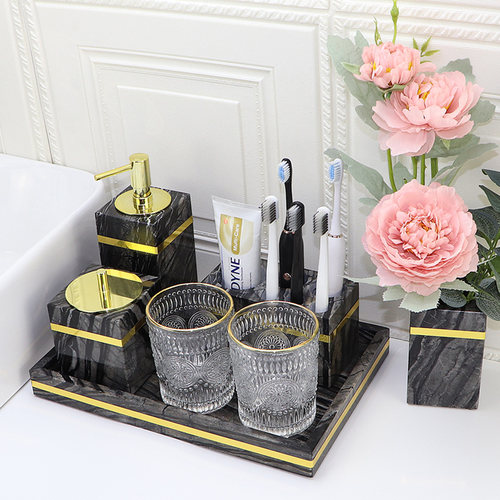 大理石轻奢牙具卫生间洗漱套装