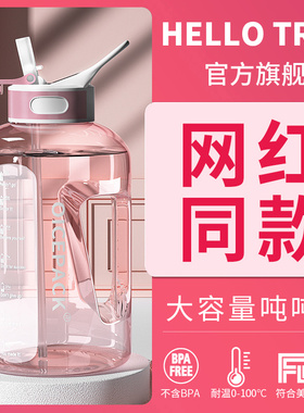 吨吨桶高颜值太空杯女耐高温健身水瓶带吸管水桶男八杯水量的杯子