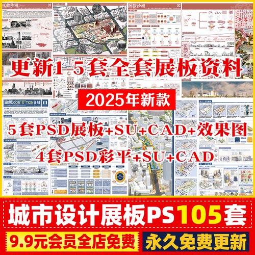 城市设计更新展板PS老城街区社区微改造展板A1A0模板psd源文件PSD