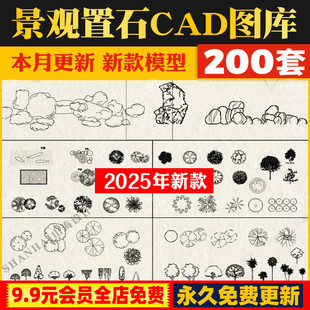 假山瀑布石头立面图庭院园林造景太湖石岩石园艺景观置石CAD图库