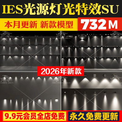 IES光源筒灯射灯轨道灯吊灯SU模型灯光效果格栅磁吸灯壁灯enscape