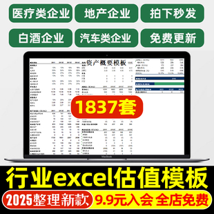 酒地产IT汽车医疗银行行业Excel估值模型 DCF公司估值 财务预测