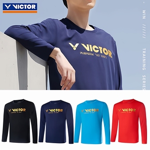 速干保暖运动健身T 男款 35100 VICTOR胜利羽毛球服长袖 25秋冬新款
