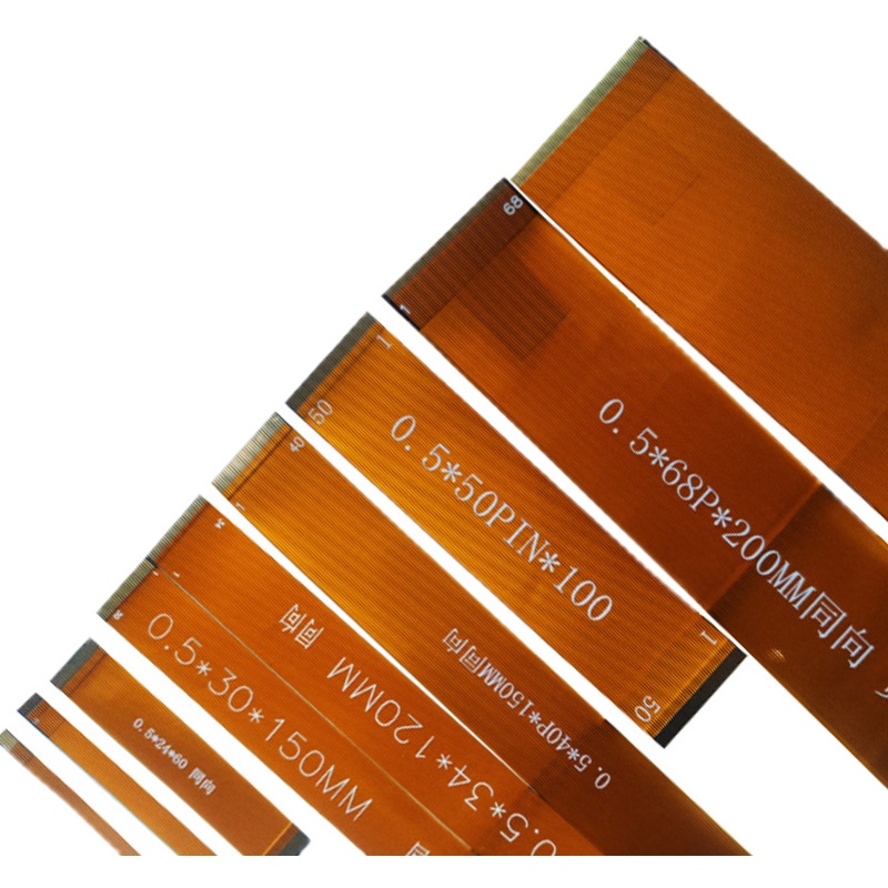 黄色FPC排线20/22/24/26p芯镀金0.5mm间距软pcb同/反向延长连接线