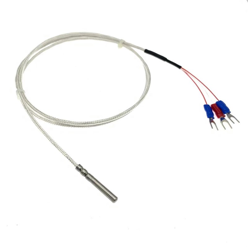 A级Pt100温度传感器探头滚槽式防水热电阻进口Pt100三线铂热电阻