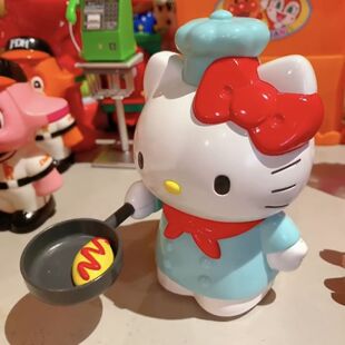 可爱Hello Kitty中古厨师凯蒂猫煎蛋玩偶三俪鸥颠锅玩具公仔