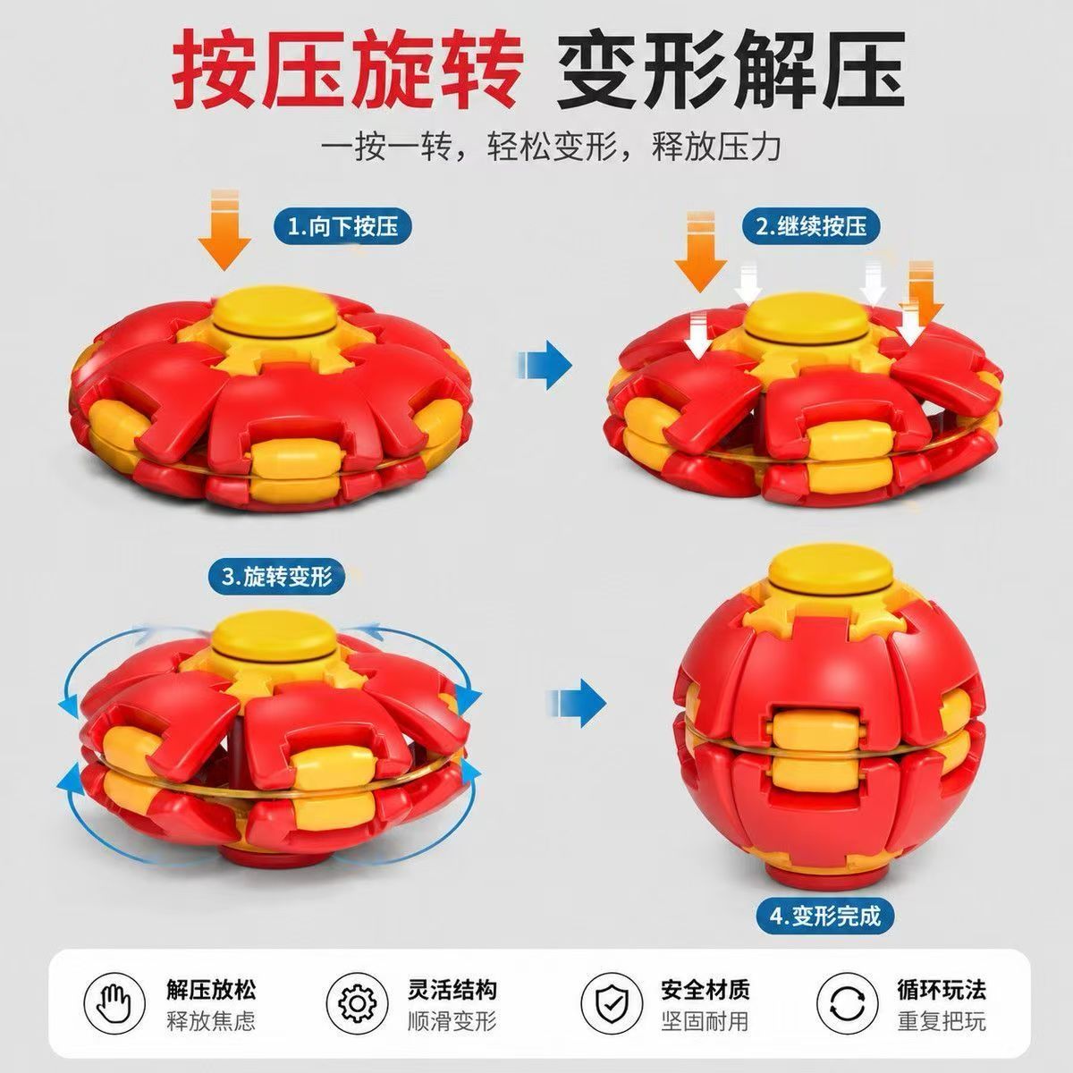 新品解压小球指尖陀螺新款玩具手指陀螺创意解压玩具按压旋转球