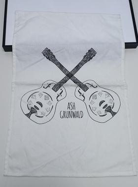 白色线描吉他纯棉挂布画茶巾背景布餐巾装饰布满20元包邮