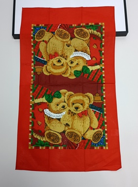 任意2件包邮橘红色可爱小熊纯棉挂布画茶巾背景布餐巾装饰布