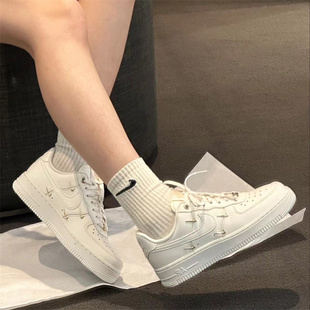 Nike Air Force 1 防滑耐磨百搭 低帮板鞋女款白金FV3654-111百亿