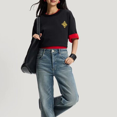adidas/阿迪达斯 TEE U马年限定宽松圆领运动短袖T恤男女款KT0714