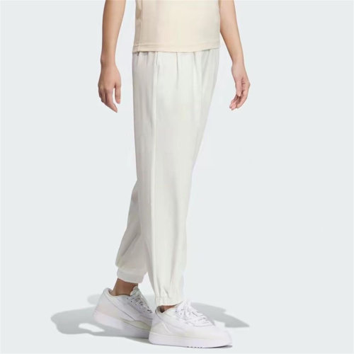 adidas SPORTSWEAR PANTS 纯色中腰束脚休闲裤 女款 汉玉白IM8834