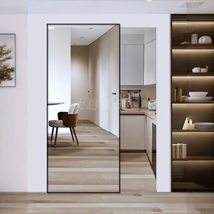 幽灵门镜子门定制衣帽间移门极窄镜面隐形门平移门悬浮无轨推拉门