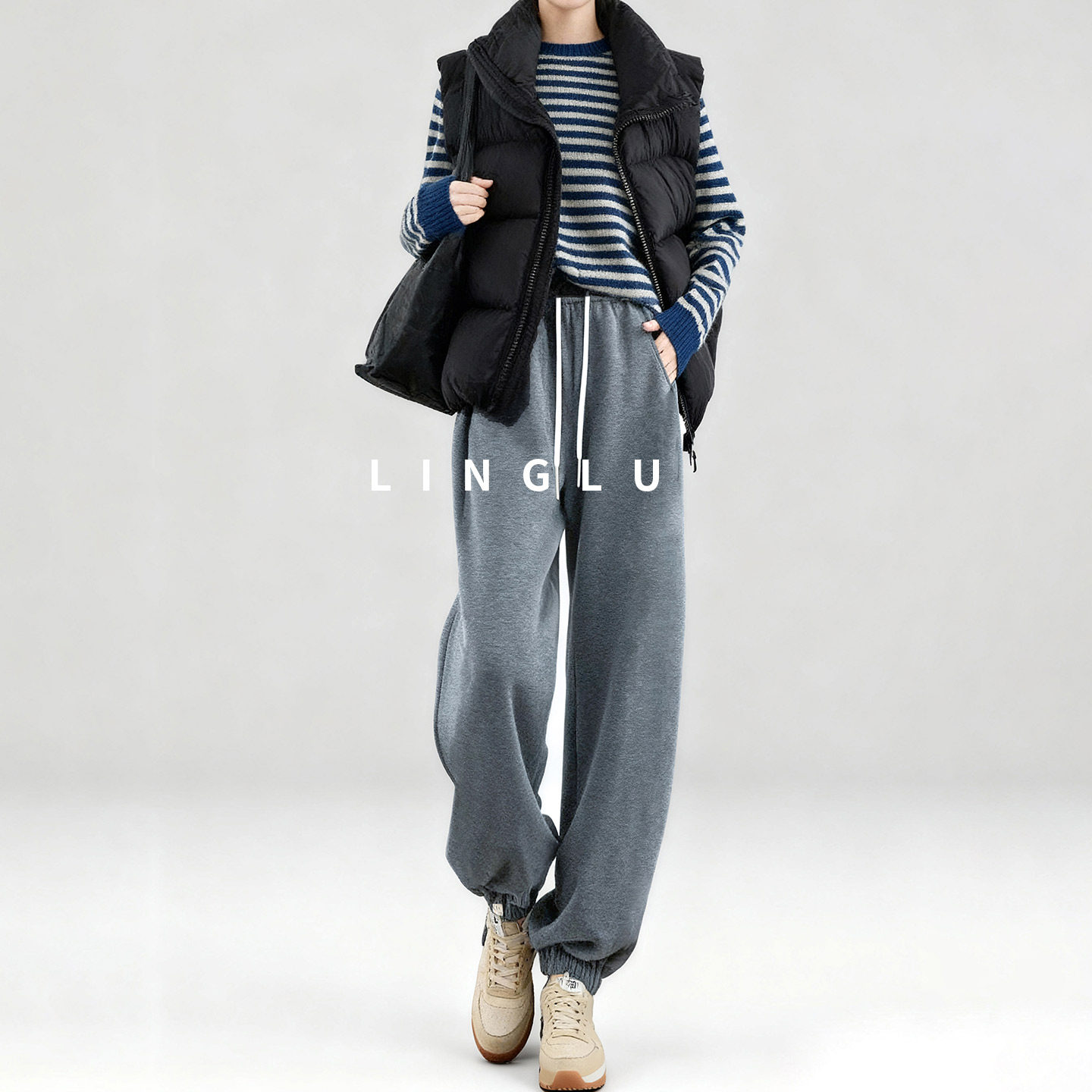 【力荐款】灰色卫裤女秋冬2025新款高个子加绒运动裤加长版灯笼裤,女装/女士精品,卫裤,淘宝优惠券,粉丝福利购,淘宝优惠卷