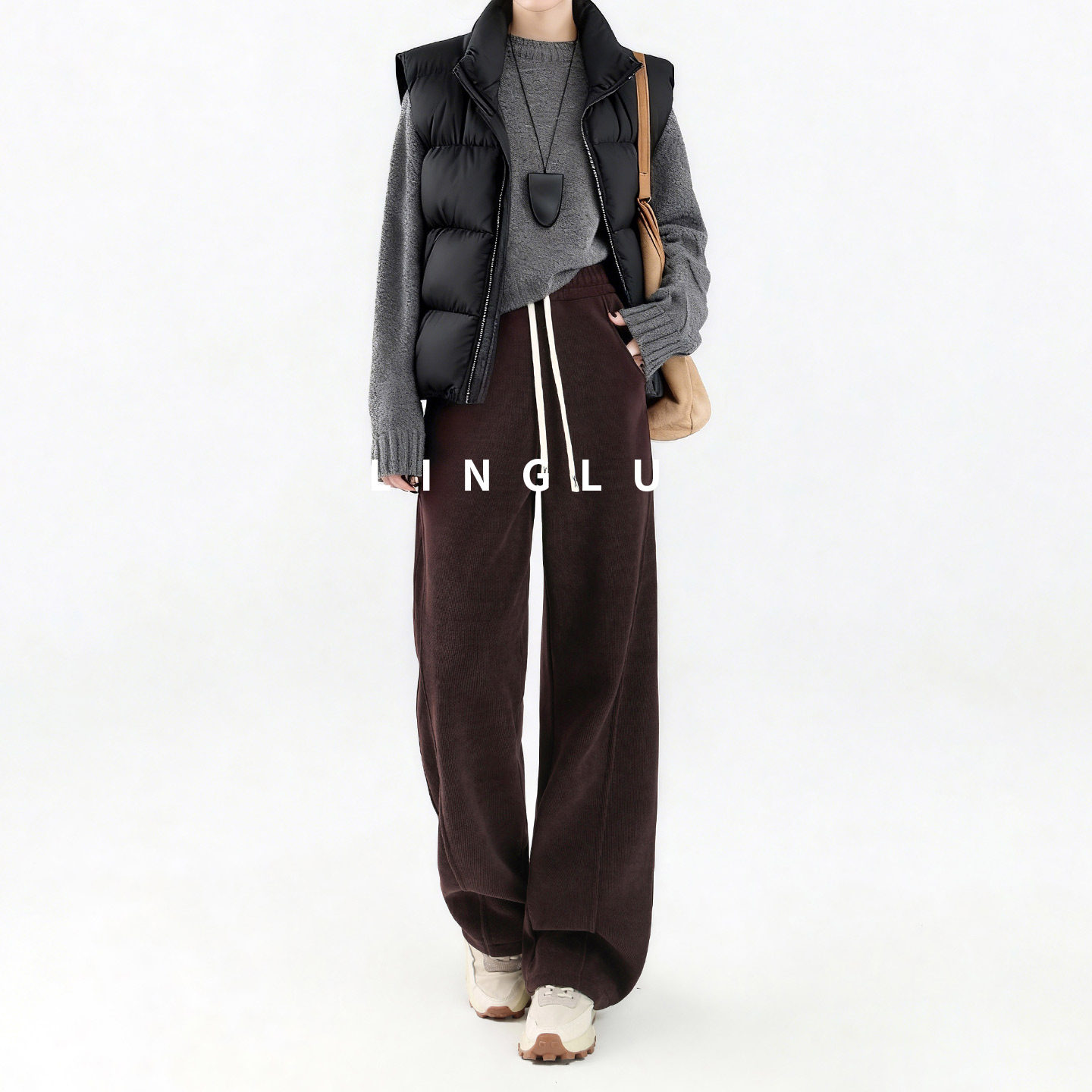 【暖垂立形】美拉德咖色裤子女秋冬季加绒卫裤女士窄版运动香蕉裤,女装/女士精品,卫裤,淘宝优惠券,粉丝福利购,淘宝优惠卷