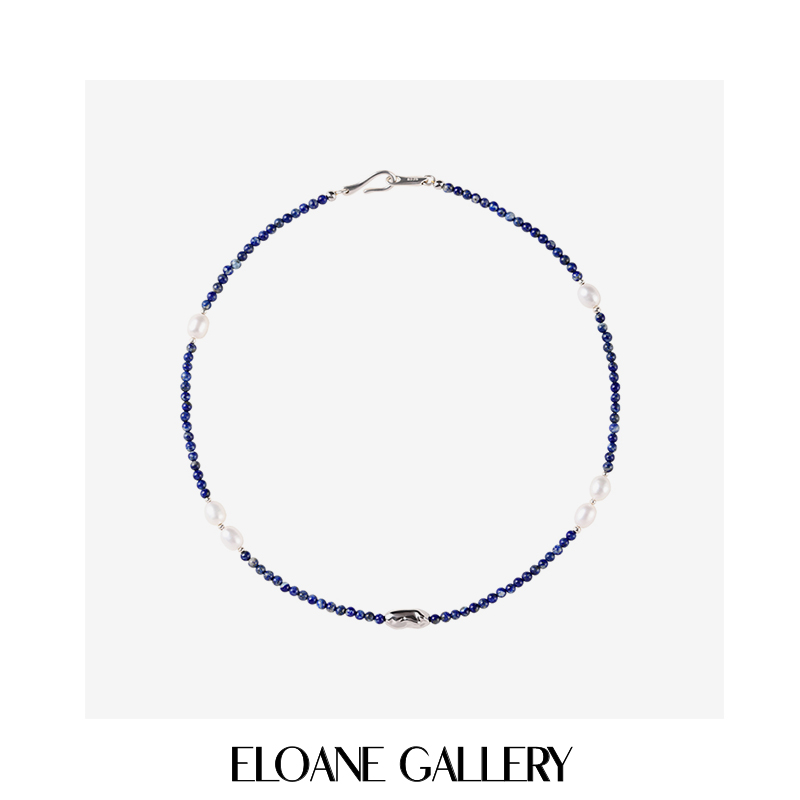ELOANE GALLERY落岸青金石天然珍珠项链锁骨链新中式小众高级感女