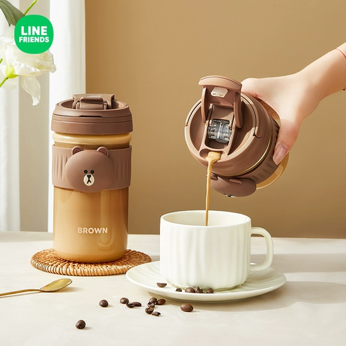 LINE正版联名吸管玻璃杯儿童水杯