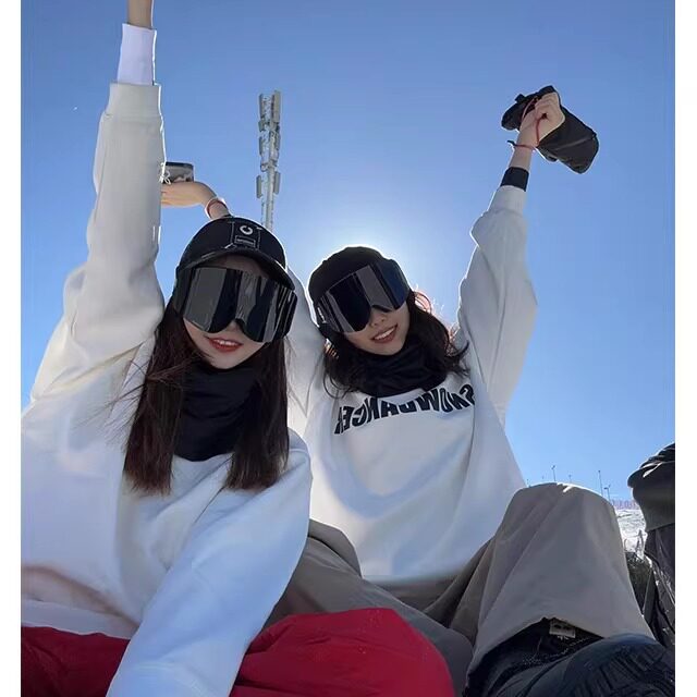 冰度 单板滑雪防水防风overize宽松男女透气双板白色滑雪卫衣潮.