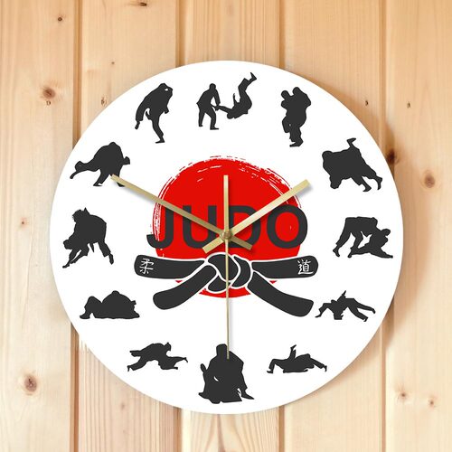 柔道挂钟柔术武道格斗日本武术运动时钟家居客厅装饰墙钟礼品礼物