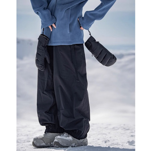 单板滑雪裤女款防水宽松防风加绒保暖裤子宽松男户外冲锋裤.