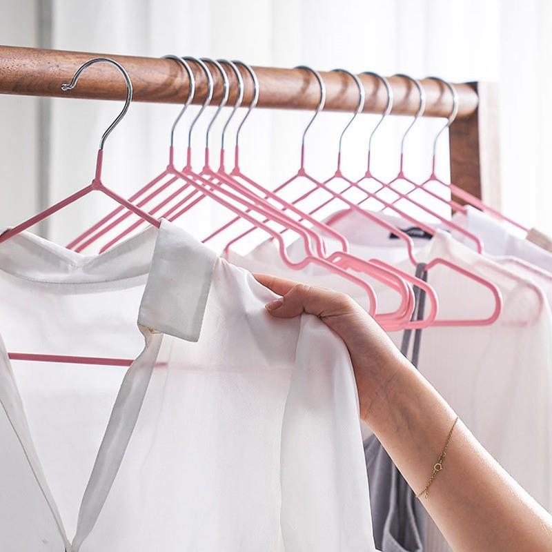 衣架居家浸塑防滑不锈钢成人10只不锈钢架挂衣服裤子干湿两用衣架