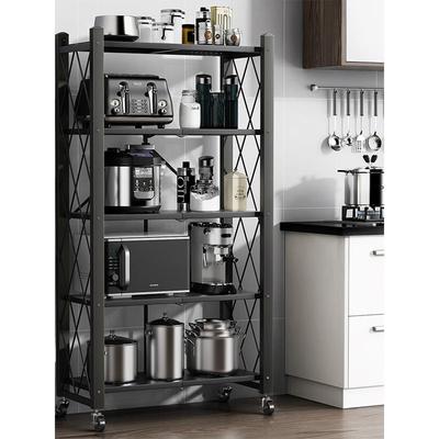 免安装厨房折叠置物架落地多层家用储物架锅具烤箱微波炉收纳架子