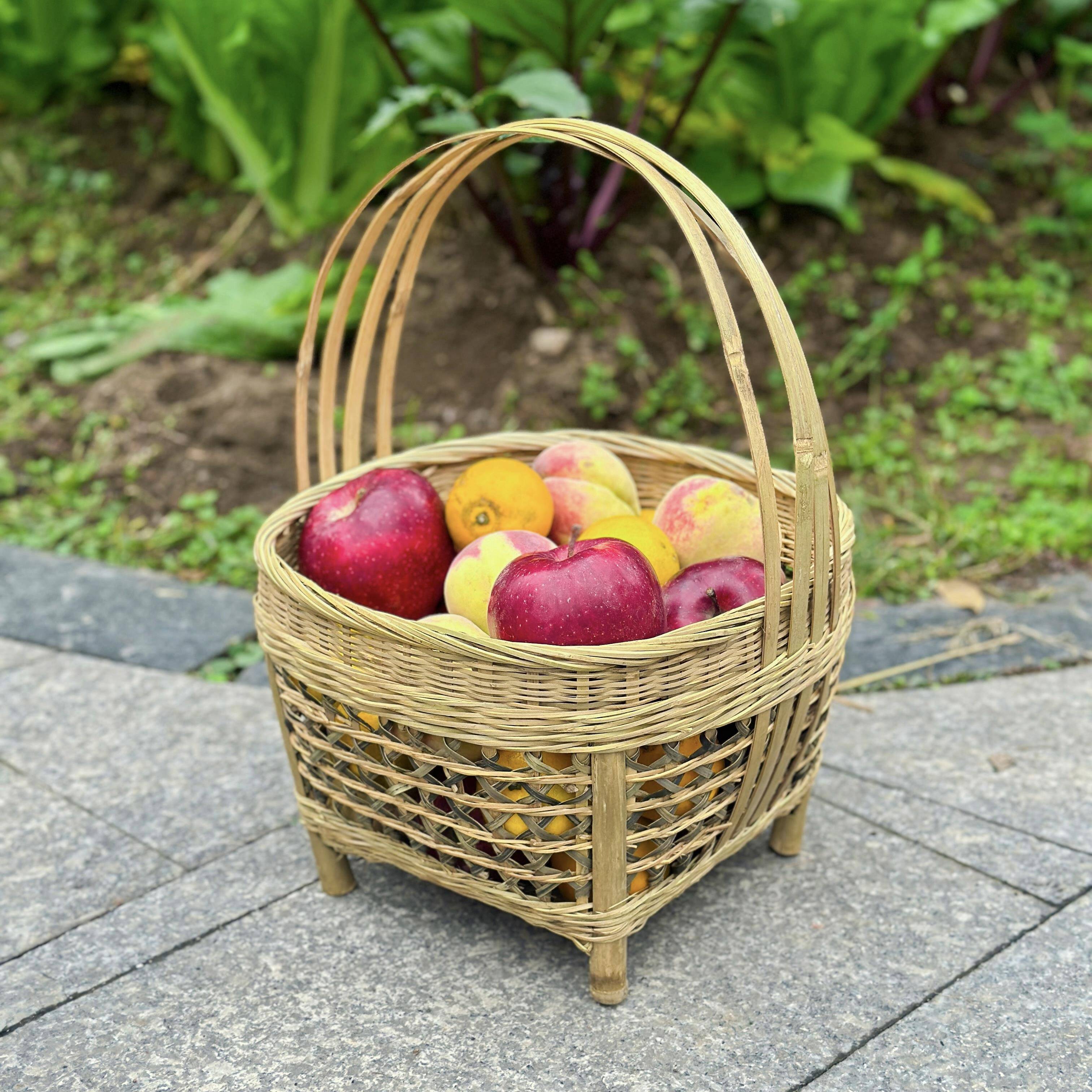 【竹筒镂空提篮】手工竹编提篮提筐手提篼提菜竹篮子装鸡蛋水果