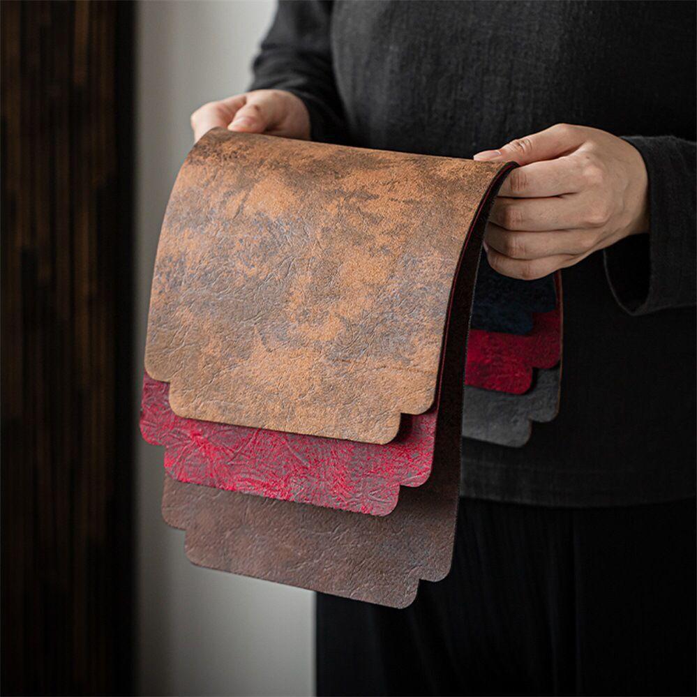 禅意干泡茶席新中式一人垫子彷皮革桌旗高端家用轻奢防水茶巾桌布