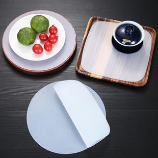 23CM铁板烧盘垫木板防烫焦耐高温硅胶垫砂锅隔热垫透明隔板托盘垫