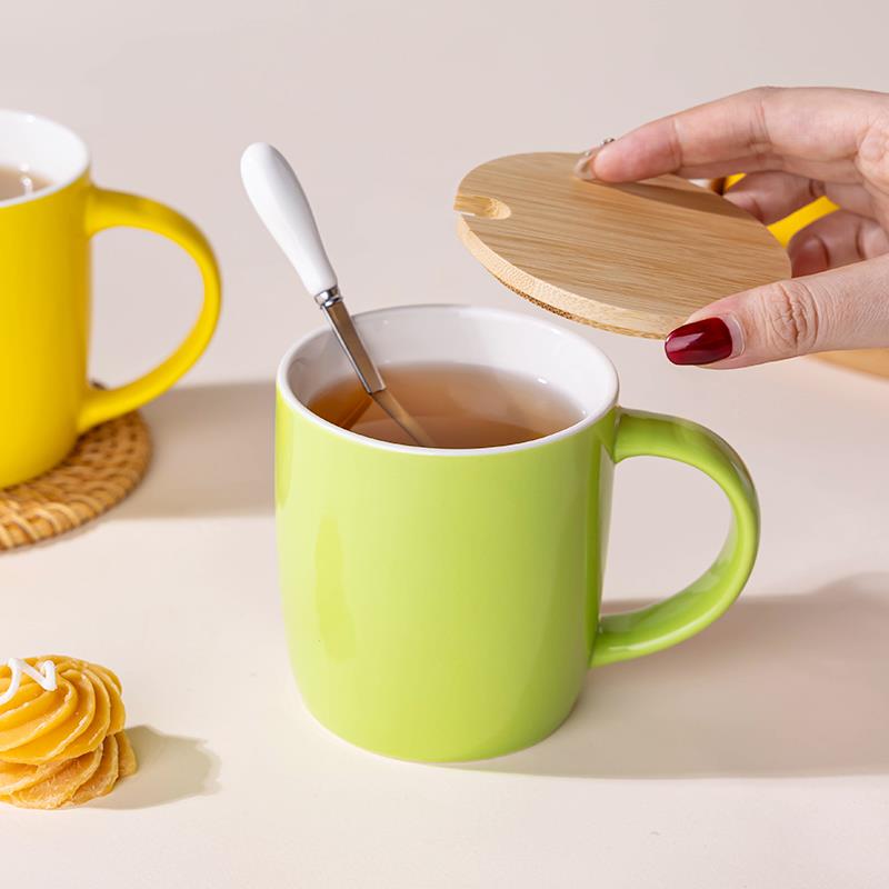 马克杯陶瓷杯子男生带盖带勺子定制情侣水杯家用咖啡杯茶杯女新款