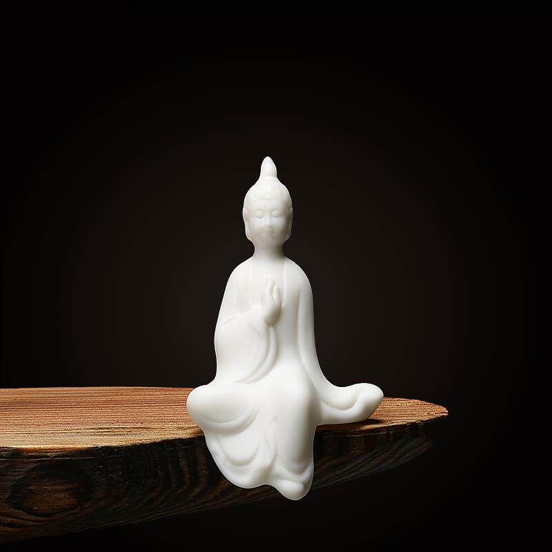 陶瓷白瓷小摆件茶道小宠盆景小人物桌面饰品茶宠小和尚禅意创意