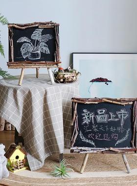 桦树架小黑板，黑板，森林幼儿园装饰，咖啡厅，酒吧，橱窗，拍摄