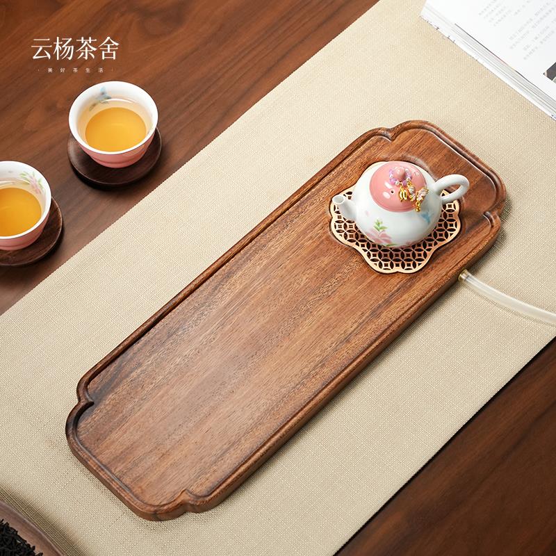 胡桃木苏窗茶盘办公室家用小型排水式茶台功夫茶具简约实木干泡台