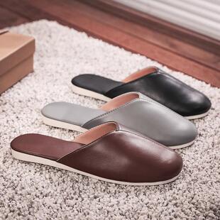 春秋家居鞋女韩式手工情侣防滑地板室内静音包头居家用皮拖鞋夏男