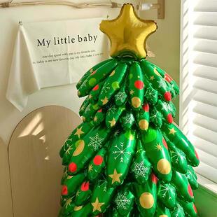 圣诞树气球超大号充气堆堆立体柱铝膜商场店铺节日氛围装饰气球树