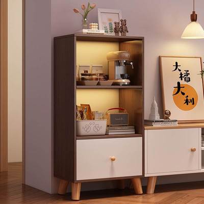 书架落地置物架客厅带柜门书柜家用靠墙窄柜电视机旁边的置物柜子