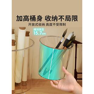 书画收纳桶书法作品桌面书画中国画宣纸毛笔书画筒卷轴纸板临摹图纸透明丙烯整理篮画桶大容量海报卷轴收纳盒